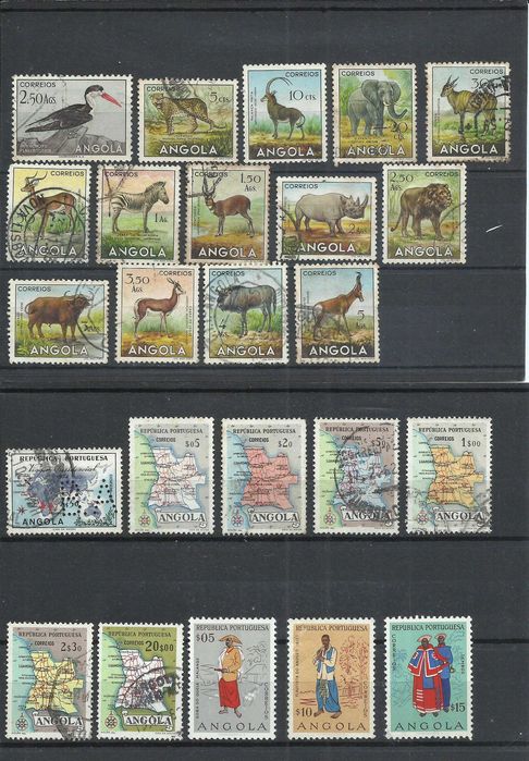 Selos das ex-colónias portuguesas, 180 selos de Angola, maioria usados