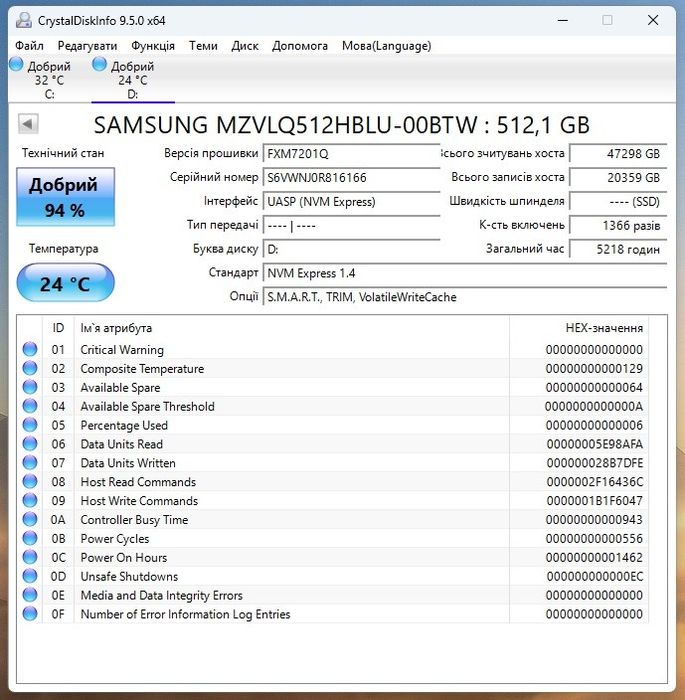 Seagate, Apacer, Samsung SSD M.2 NVMe 500GB / 512GB Чудовий стан