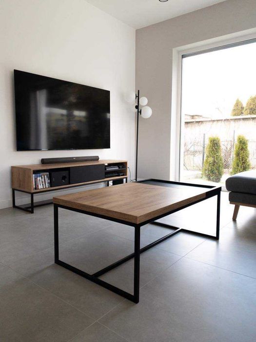 Stolik kawowy LOFT metalowy duży 80x80x47 meble metalowe Loft industrialne