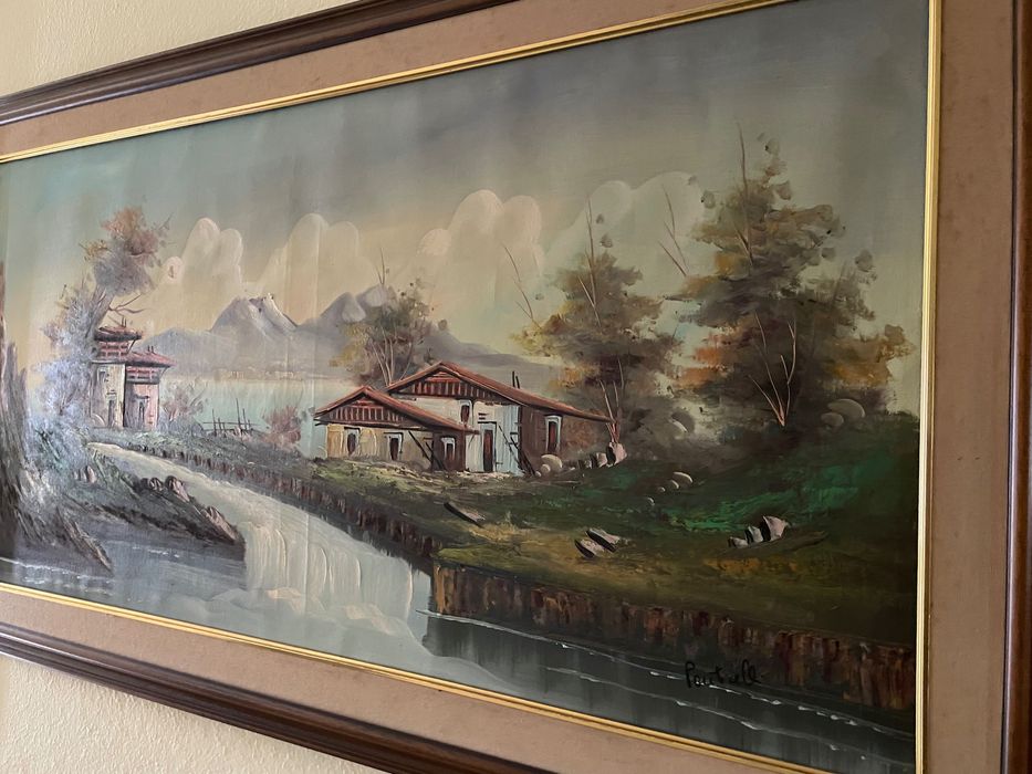 Quadro pintado a mão com mais de um metro de comprimento