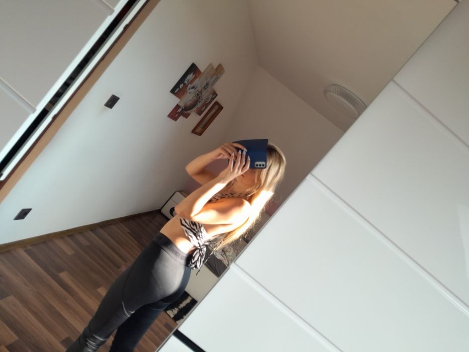 Crop top stanik wiązany wycięcie dekolt sexy zebra xs s