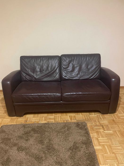 sofa rozkładana dla 2 osób i fotel skórzany - sprzedaz
