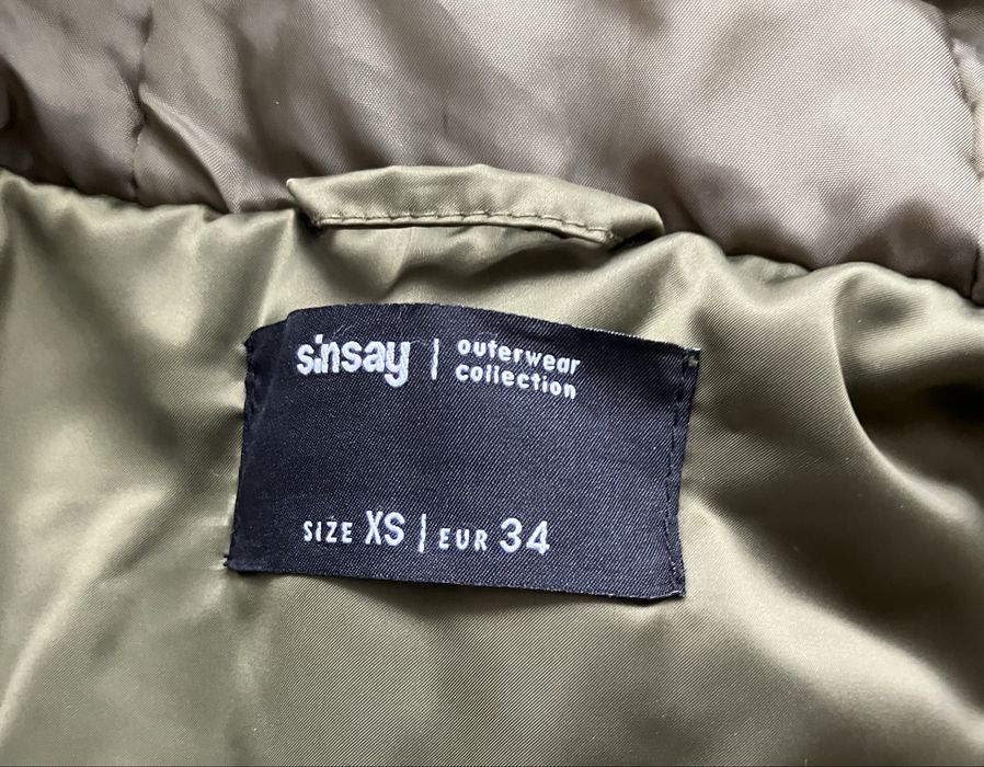 Modna, jesienno-zimowa parka kolor khaki, XS/34, Sinsay, 100%poliester