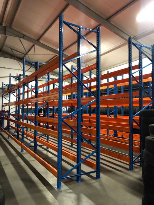 Regał magazynowy do opon z demontażu segmentowy używany dwustronny