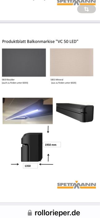 Markiza elektryczna Solidux VC 50 LED 3,5mx2,5m