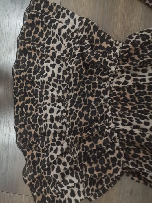 Bluzka z basinką falbany panterka długi rękaw XS/S candy tm nie zara