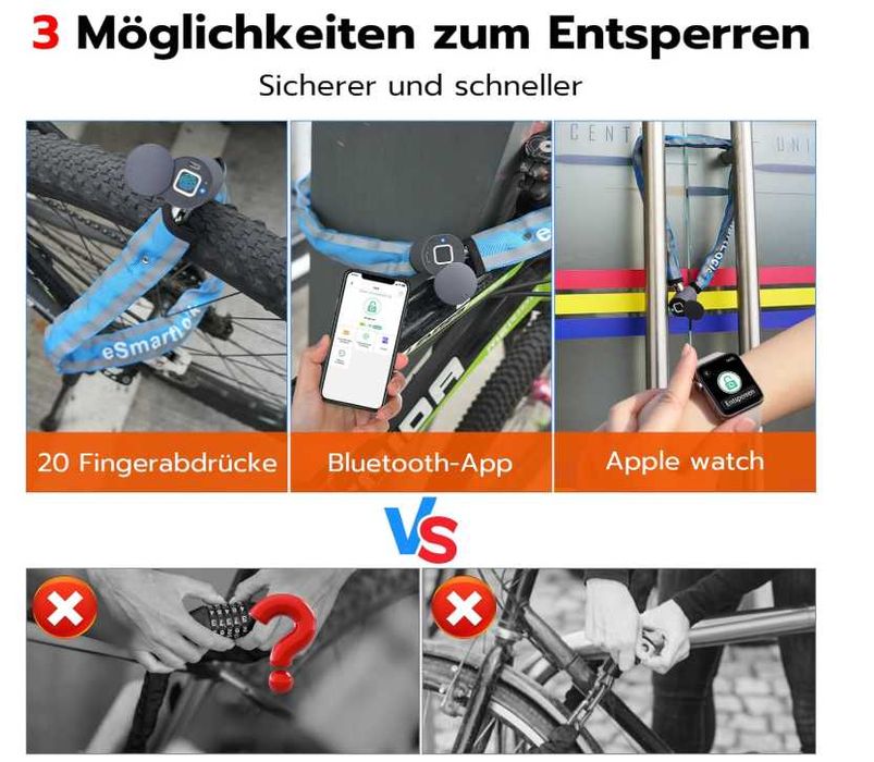 Blokada rowerowa na odcisk palca Eseesmart