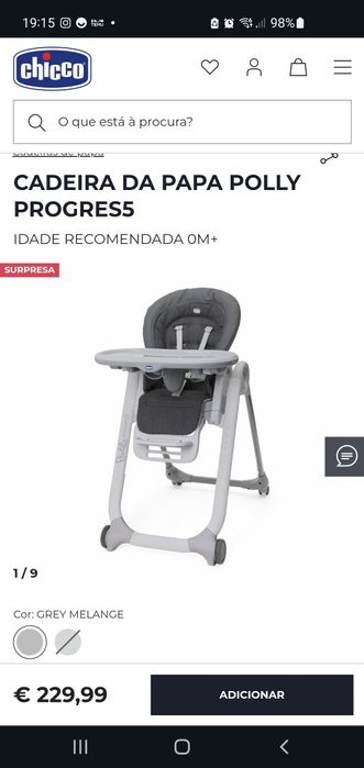 Cadeira de papa da Chicco