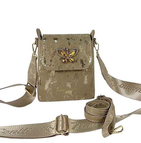 Torebka rowerówka Massimo Conti motyl beż ze złotym Dubaj