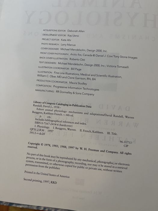 Livro “Animal Physiology” de Roger Eckert