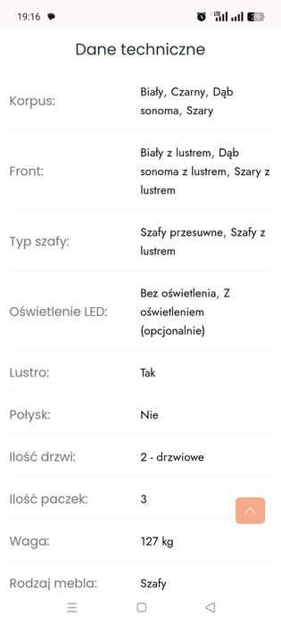 Szafa z lustrem dwu drzwiowa