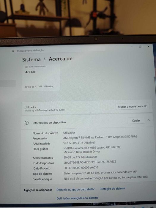 Portátil Gaming HP Victus 16.1 C/NOVO