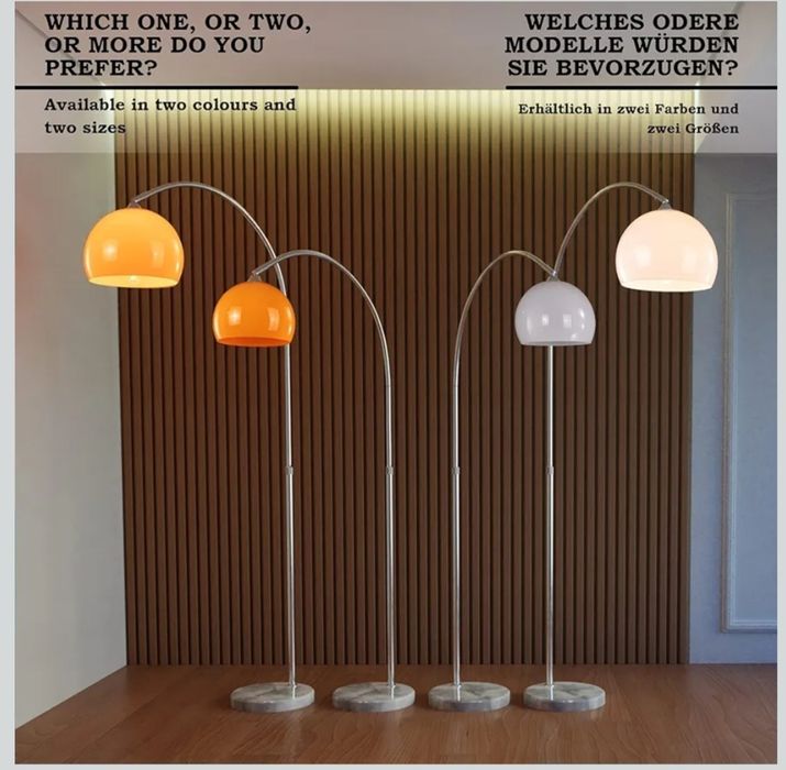 łukowa lampa podłogowa Brilliant Vessa,okazja