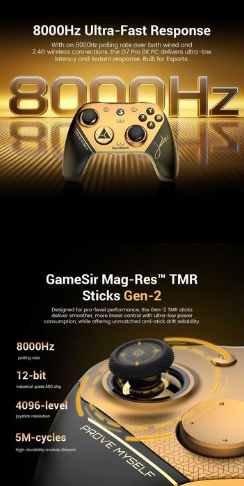 Новий кіберспортивний колекційний бездротовий геймпад GameSir G7 Pro 8K PC Champion Edition + док станція