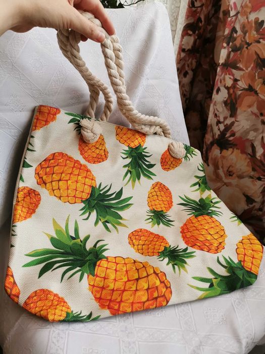 Elegancka torba do miasta na zakupy grube uszy ze sznura