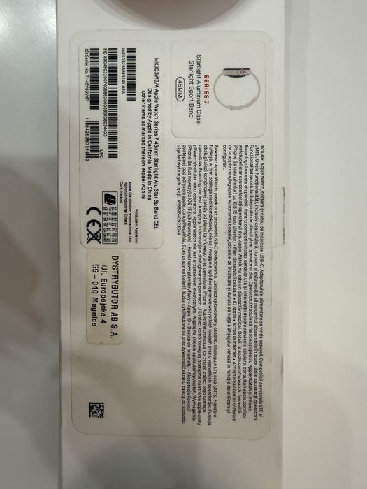 Apple Watch Series 7 45 mm GPS + Cellular – Starlight – komplet