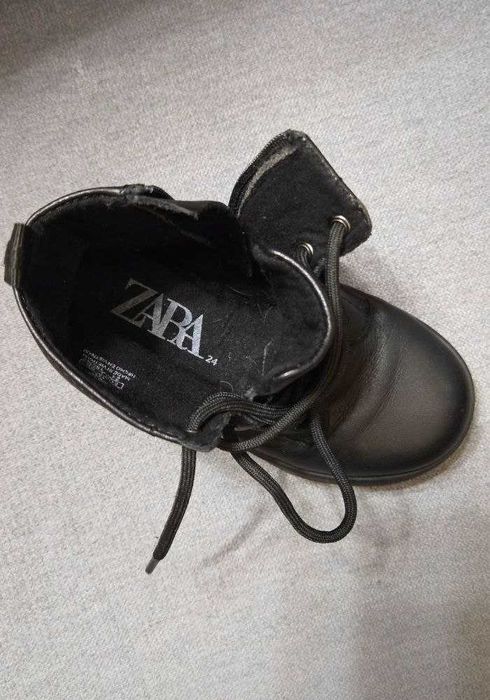 Ботинки черные кожаные Zara, р. 24