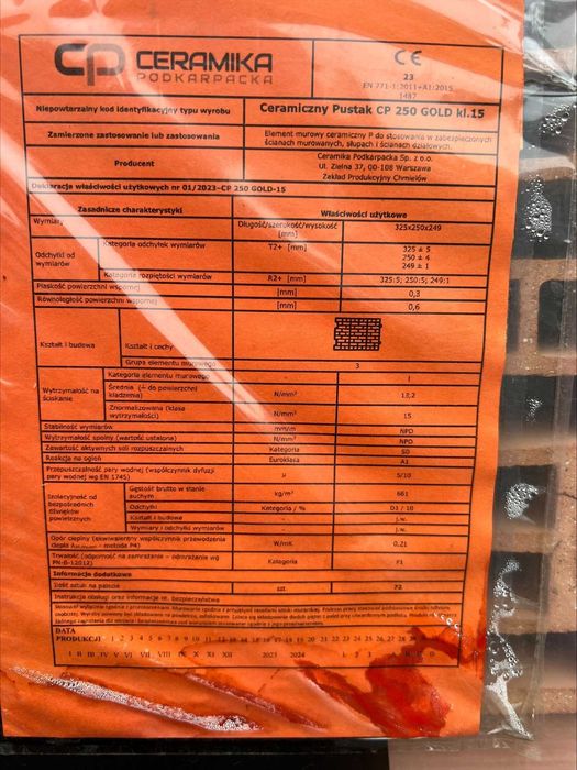 Pustak ceramiczny szlifowany GOLD 25 P+W profi dryfix na piankę