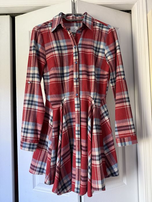 UMM koszyla dluga w krate rozowa flanelowa XS-S