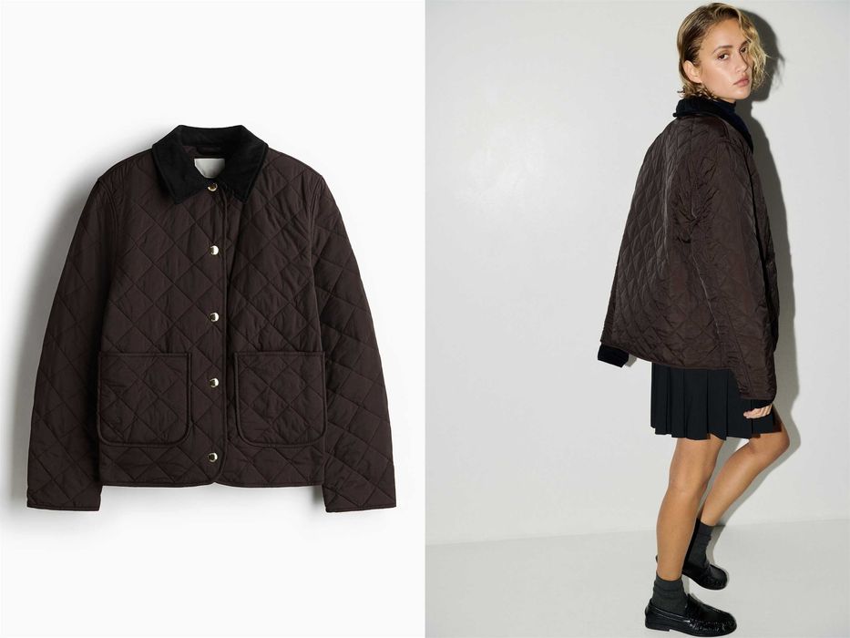 Kurtka pikowana XS nowa kolekcja brązowa sztruksowy kołnierz PROMOCJA