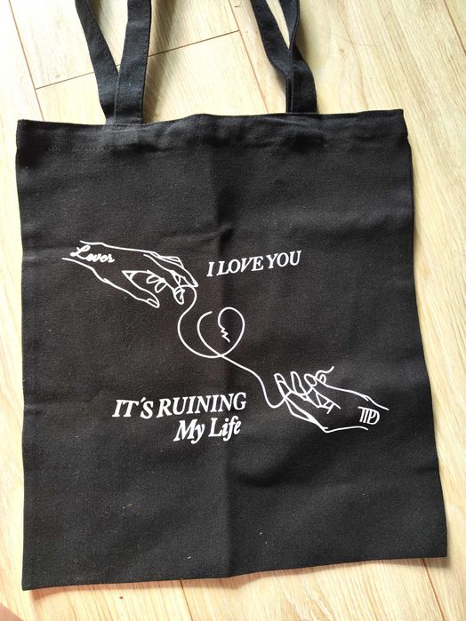 Torba totebag czarna Taylor Swift ttpd fortnight