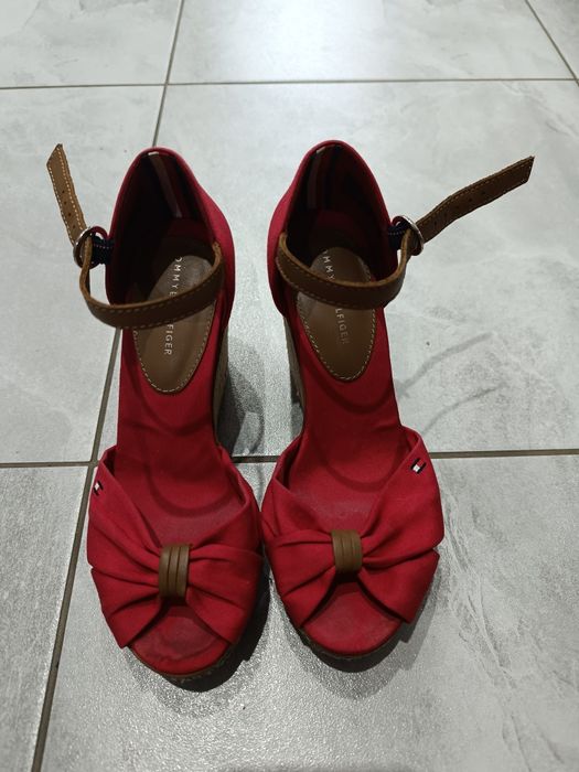 Sandały koturny espadryle Tommy Hilfiger r36 czerwone