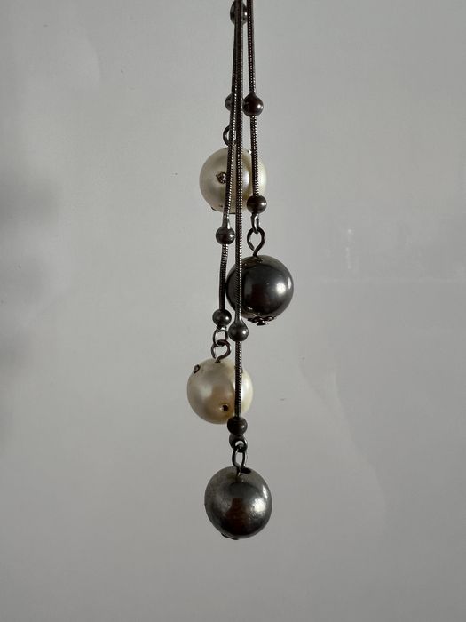 Naszyjnik krawat kule srebrny