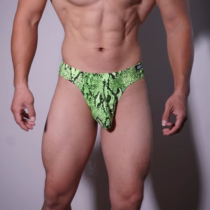 Męskie stringi JOCKMAIL odważny krój, efekt modelowania, wzór węża - L