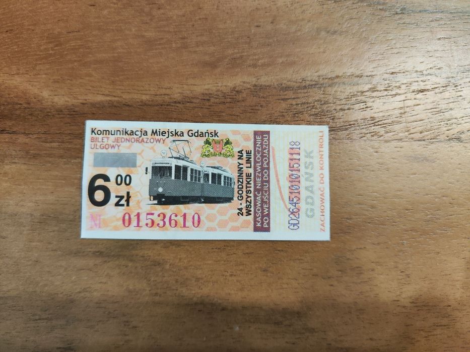 Bilet kolekcjonerski - komunikacja miejska Gdańsk