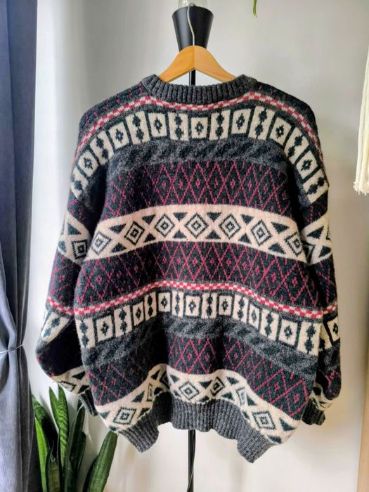 Sweter unisex z wełny ciepły puszysty Ping Pong r. L