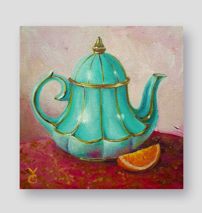 Картина Порцеляновий заварник олійний живопис Україна