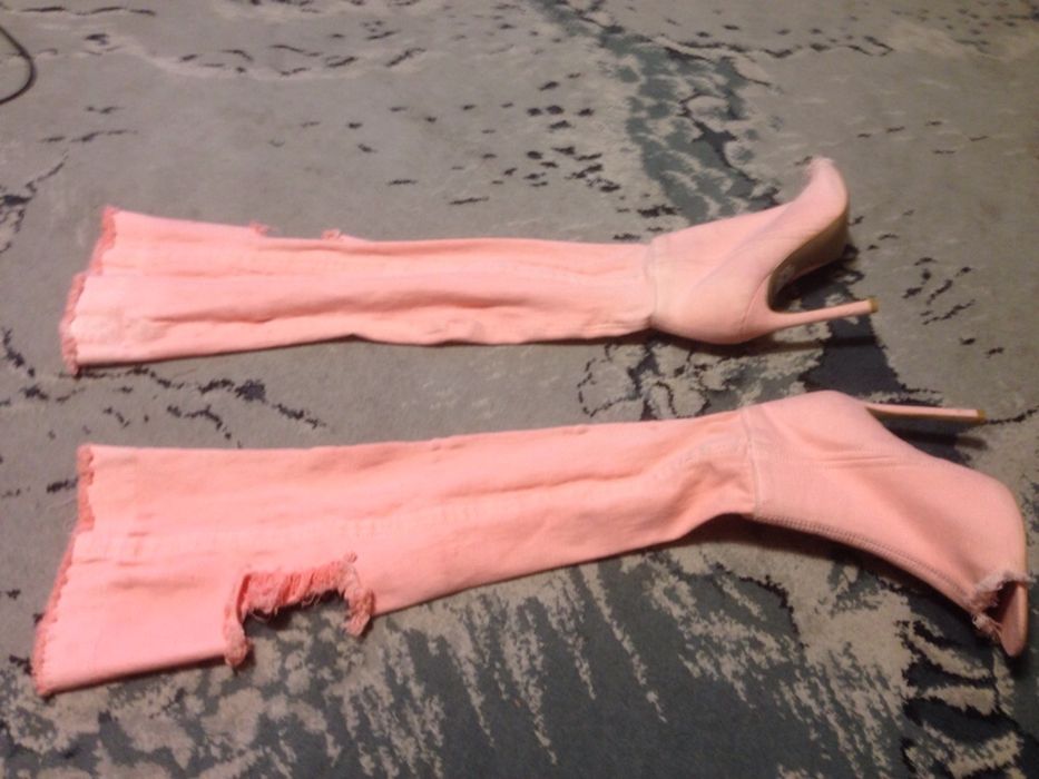 buty wysokie tekstylne kolor morelowy rozmiar 6 czyli 38