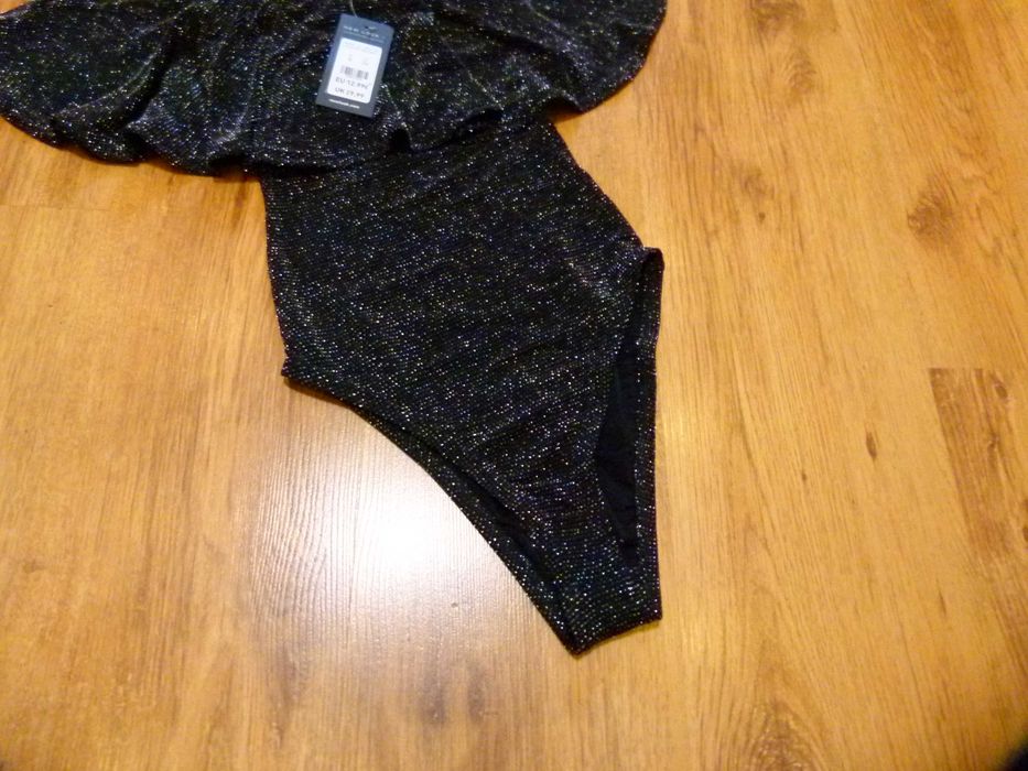 Nowe New Look body czarne srebrna nitka hiszpanka rozm 36 S