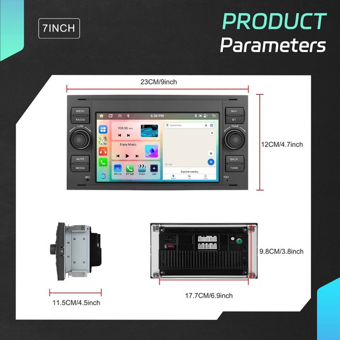 Rádio Android 13 Ford Focus Fiesta Galaxy Mondeo 4/64GB Carplay GPS