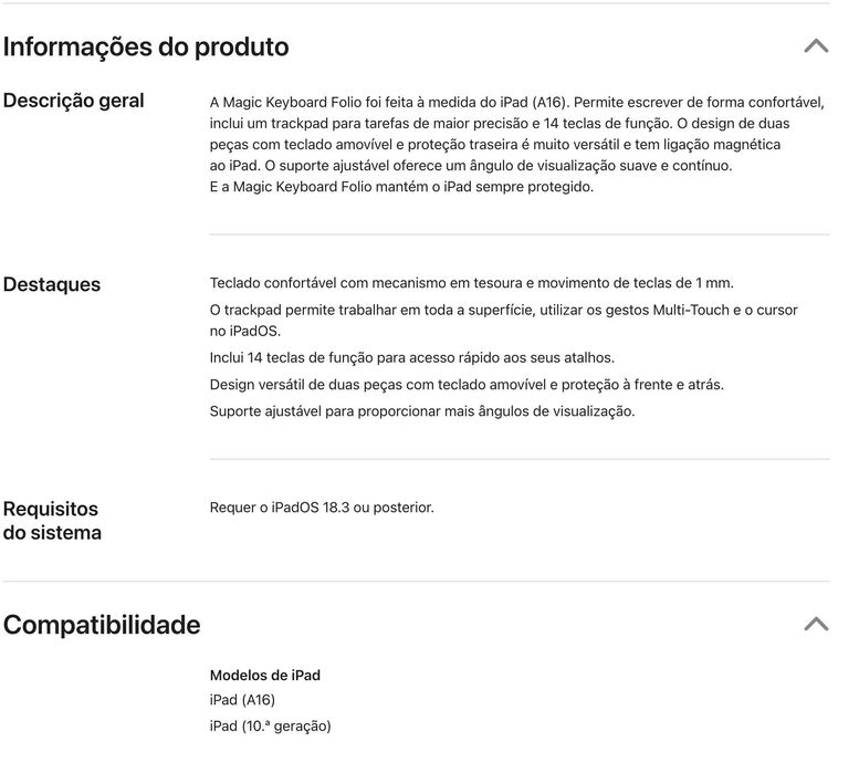 Magic Keyboard Folio para iPad (A16) - Português
