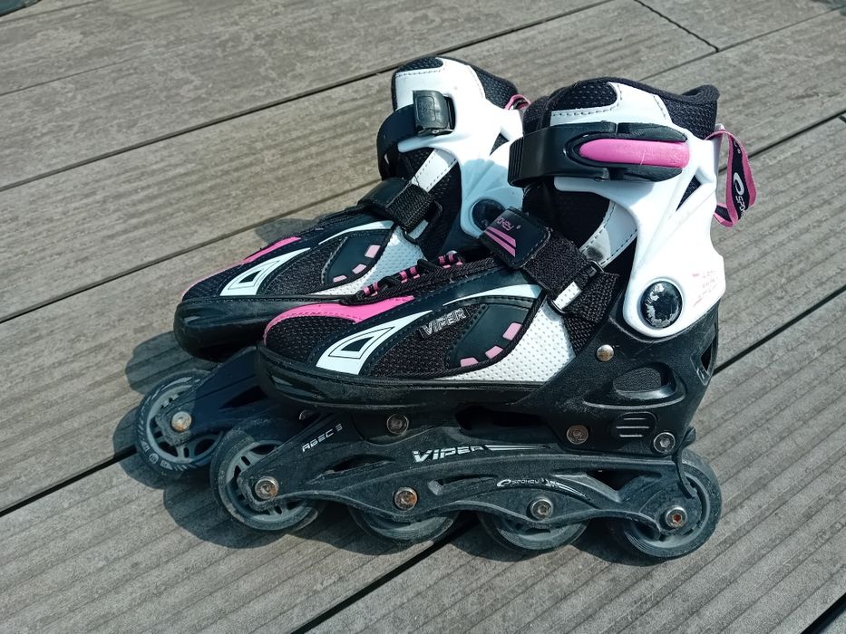 Rolki Spokey TORQUE II roz 33 - 36 czarne różowe regulowane  dziecka