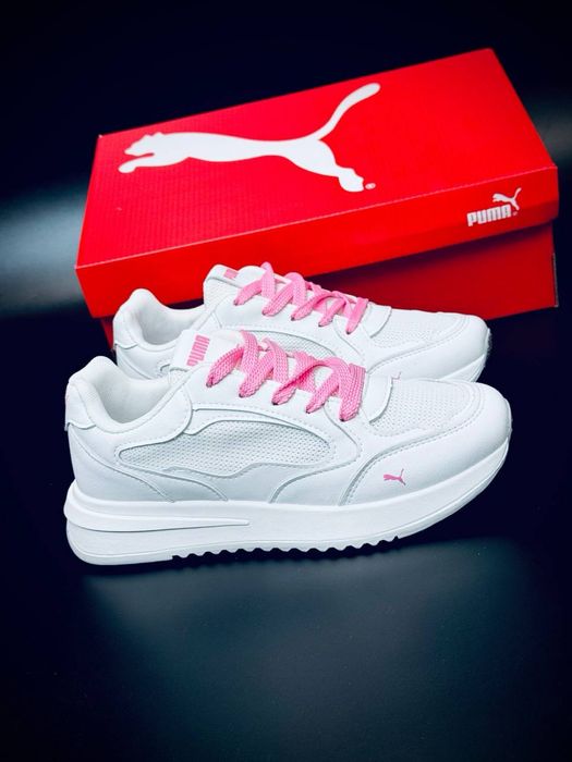 Кожаные белые кроссовки Пума шкіряні кросівки білі Пума красовки Puma Новинка на jосень женские стильные кросовки пума puma кожаные красовки