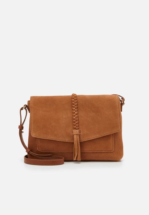 anna field torebka na ramie skorzana brazowa zamsz