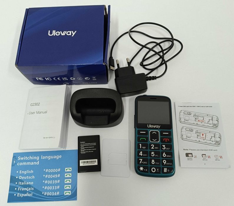 telefon komórkowy dla seniorów Duże przyciski SOS Uleway M2302