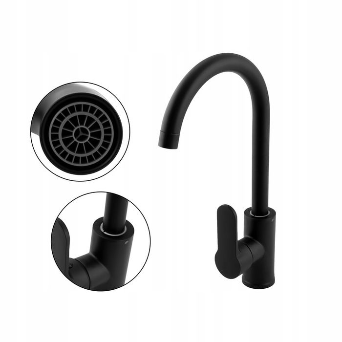 Bateria Kuchenna Czarna Obrotowa Kran Czarny Do Kuchni Zlewu Obrotowy