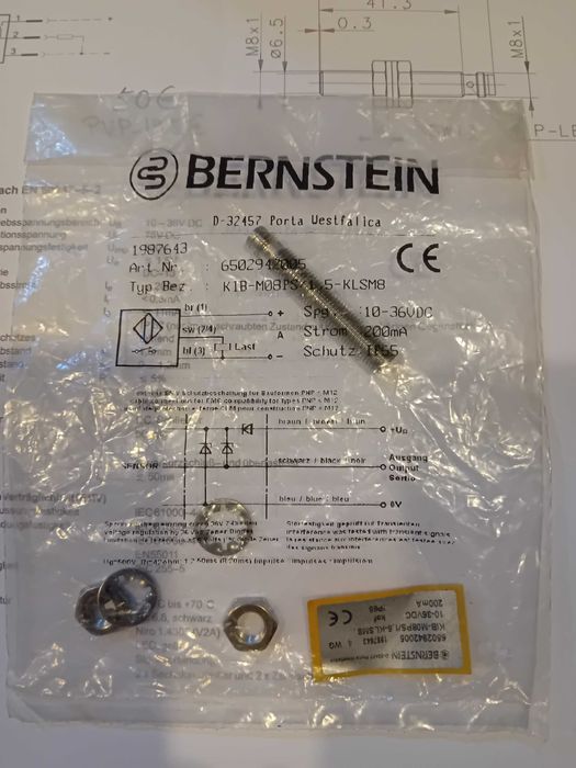 Sensor indutivo 8mm 24 vdc pnp Bernstein