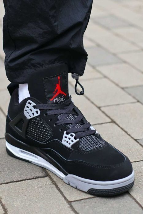 Кросівки Nike Air Jordan Retro 4 Black/Grey/Red premium | Кроссовки Найк чоловічі жіночі
