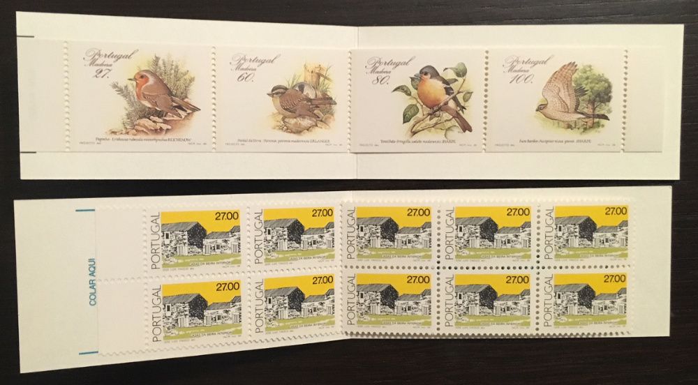 mini carteiras de selos de Portugal - anos 80