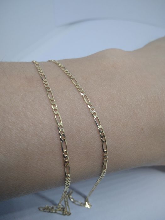 Złoty męski łańcuszek drobne Figaro złoto 585 długość 55 cm   386