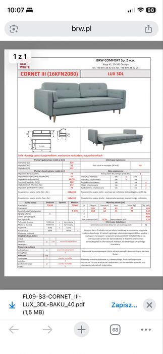 Rozkładana Sofa Cornet III Black Red White