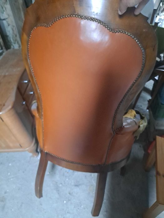 Fotel Ludwik skórzany Antyk