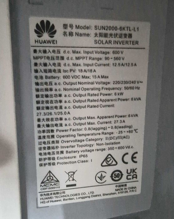 Huawei SUN2000-6KTL-L1 + SDongle | Garantia ativa até 2035