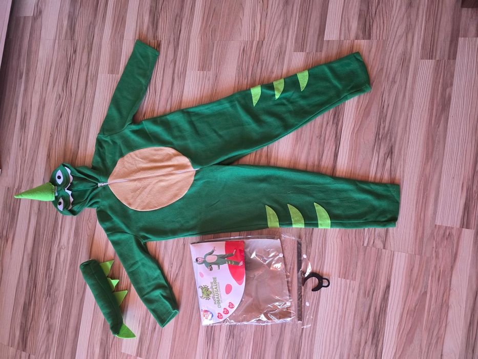 Strój Kostium Przebranie Karnawał Dinozaur Smok 7-9lat Ogon Zielony