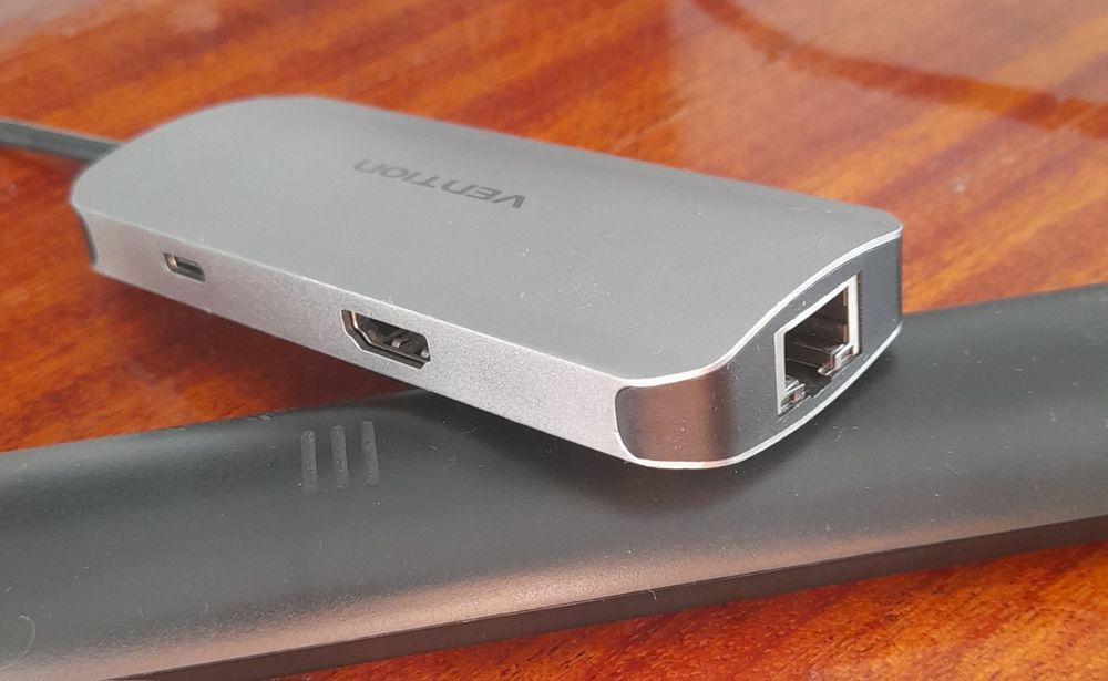 USB-хаб (док-станція) для ноутбука 6-in-1 (HDMI, RJ45, USB-A, PD)