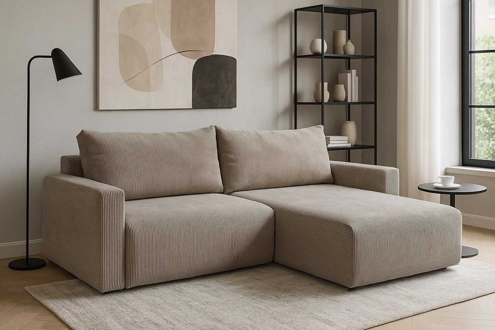 Narożnik Bergamo. Rogówka. Sprężyny bonell, pojemnik, automat, sztruks